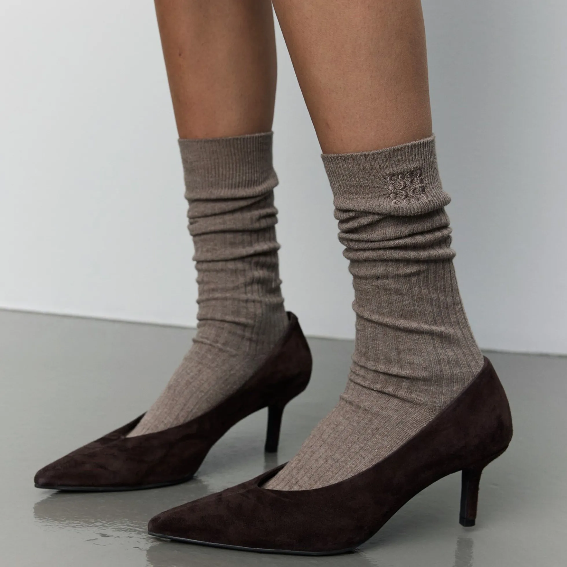 BEATHASW KNEE SOCK x 2, camel melange