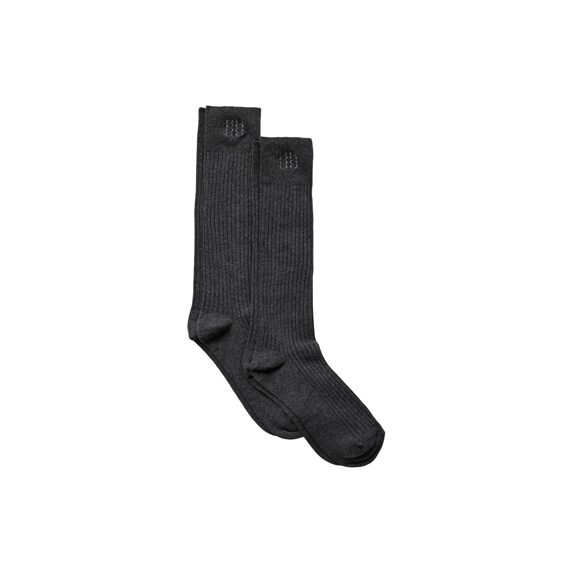 BEATHASW KNEE SOCK x 2, dark grey melange
