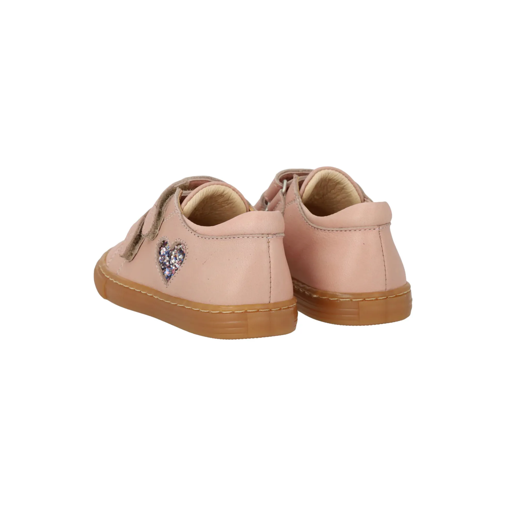 Begynder sneaker med funklende glitterhjerte, rosebud/pastel multi glitter