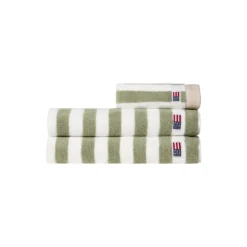 Block Striped Towel, vintage green/white/moonbeam
