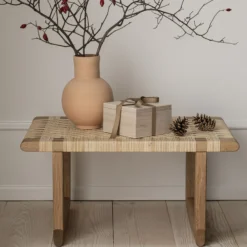 BM0488S Table Bench bord, olieret eg/rattan