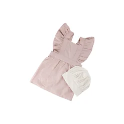 Børneforklæde m/kokkehue, dusty pink/classic white