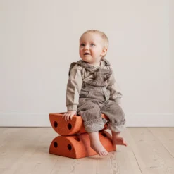 Børneskammel, burnt orange/dusty green
