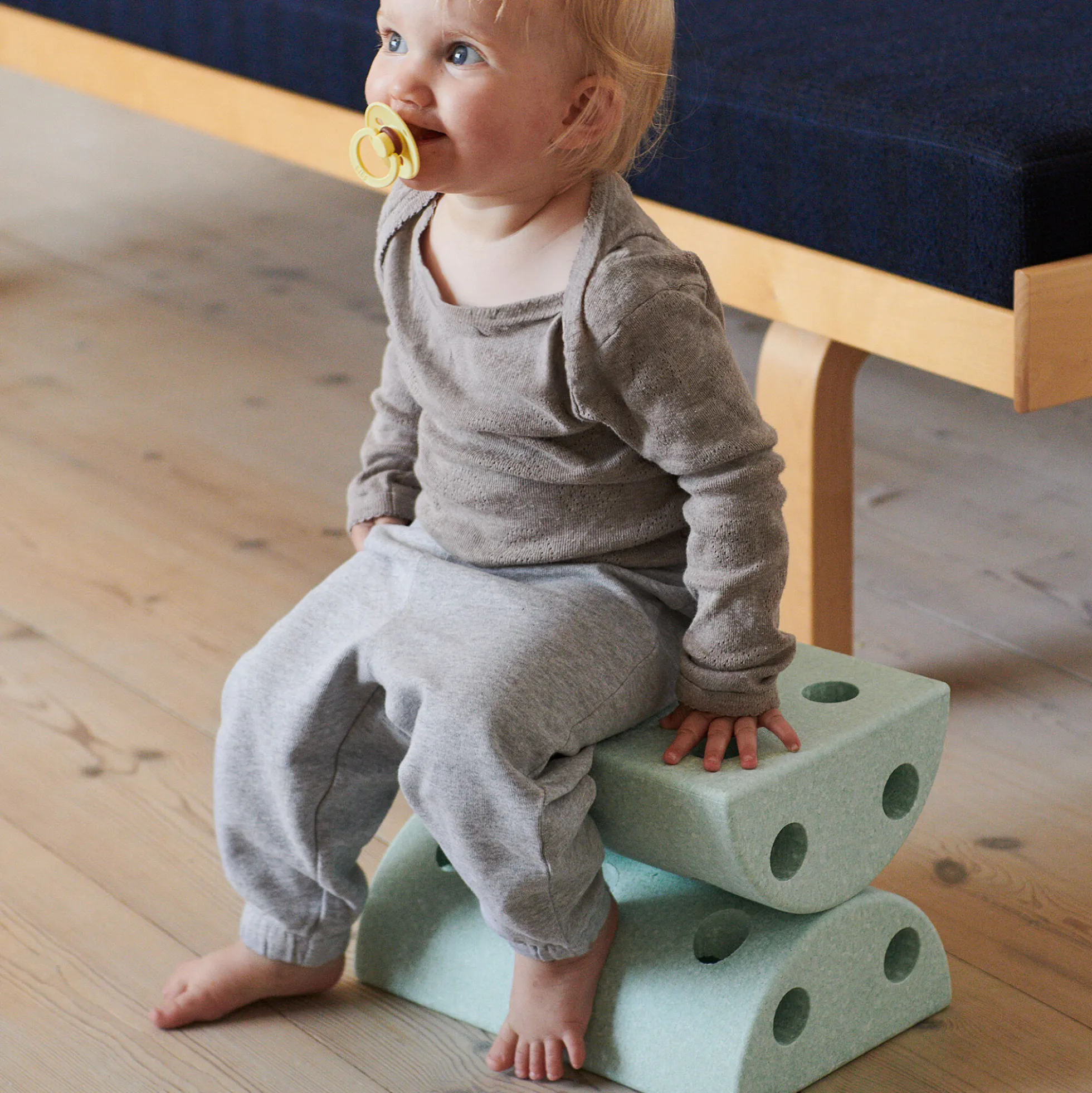 Børneskammel, ocean mint/forest green
