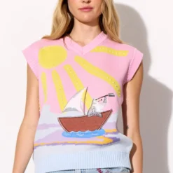 Bubbles Vest, pink sea