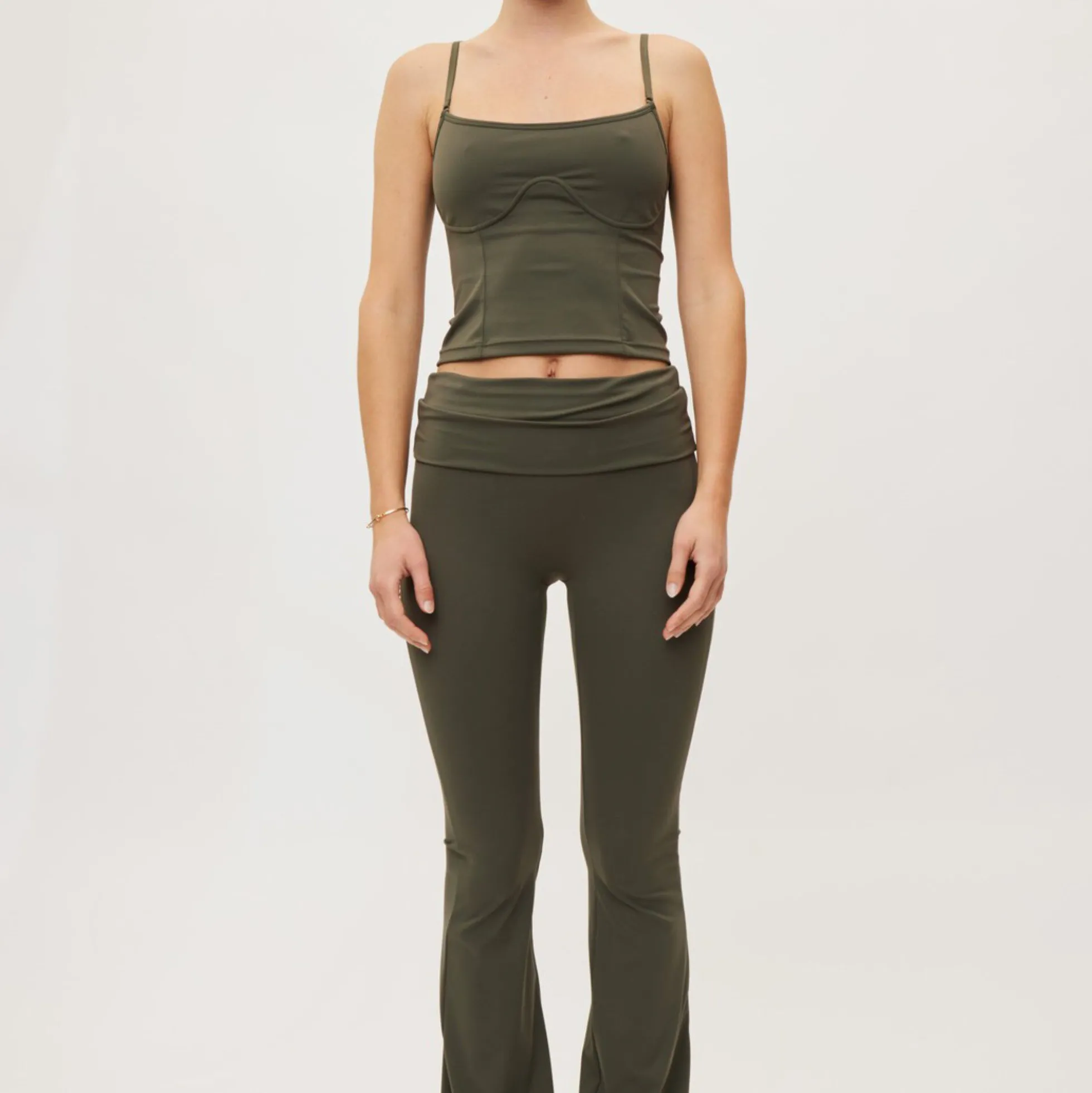 Butter Soft Flare Tights All day, charcoal olive