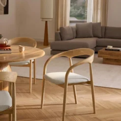 Camille Dining Table with Seat Cushion, off white/light ash