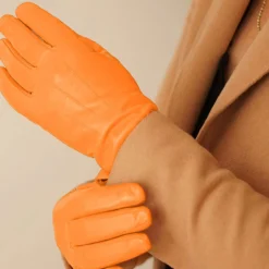 Carla læderhandske, apricot