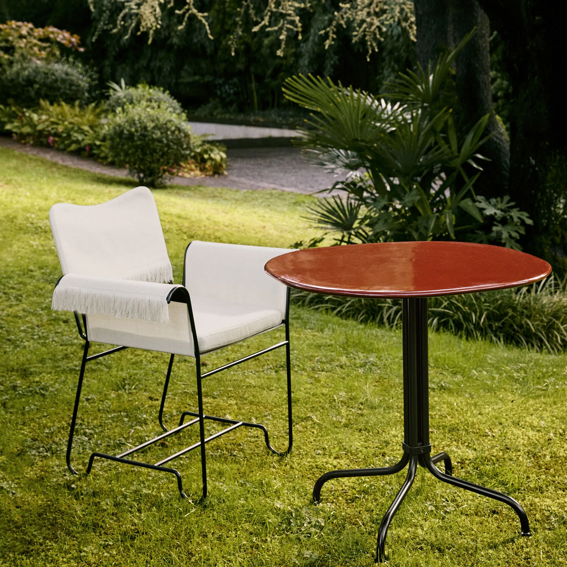 Carmel Bistro Outdoor Dining Table, matt rock red
