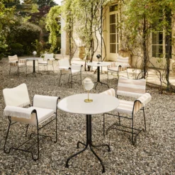 Carmel Bistro Outdoor Dining Table, matt clam white