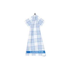 Checked Org Cotton Terry Kitchen Towel, white/blue