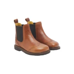 Chelsea støvle med brogue hulmønster, medium brown