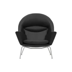CH468 Oculus Chair loungestol, sort/rustfrit stål