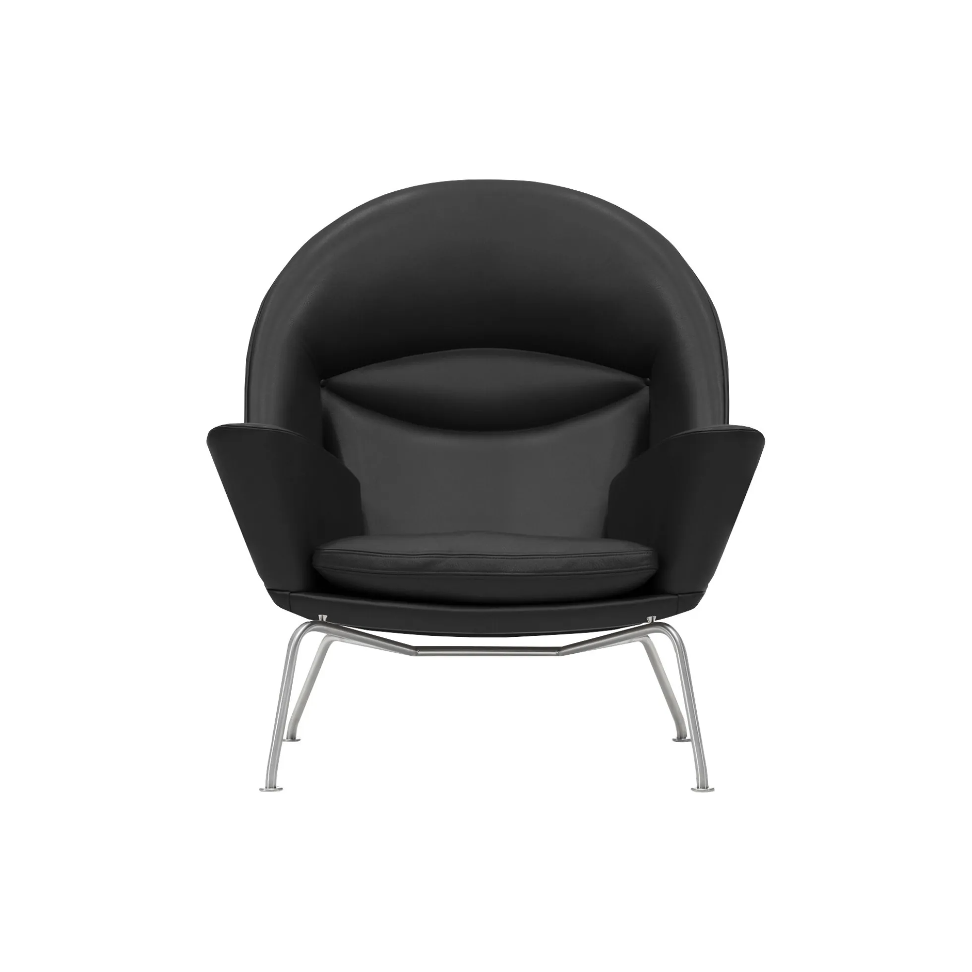 CH468 Oculus Chair loungestol, sort/rustfrit stål
