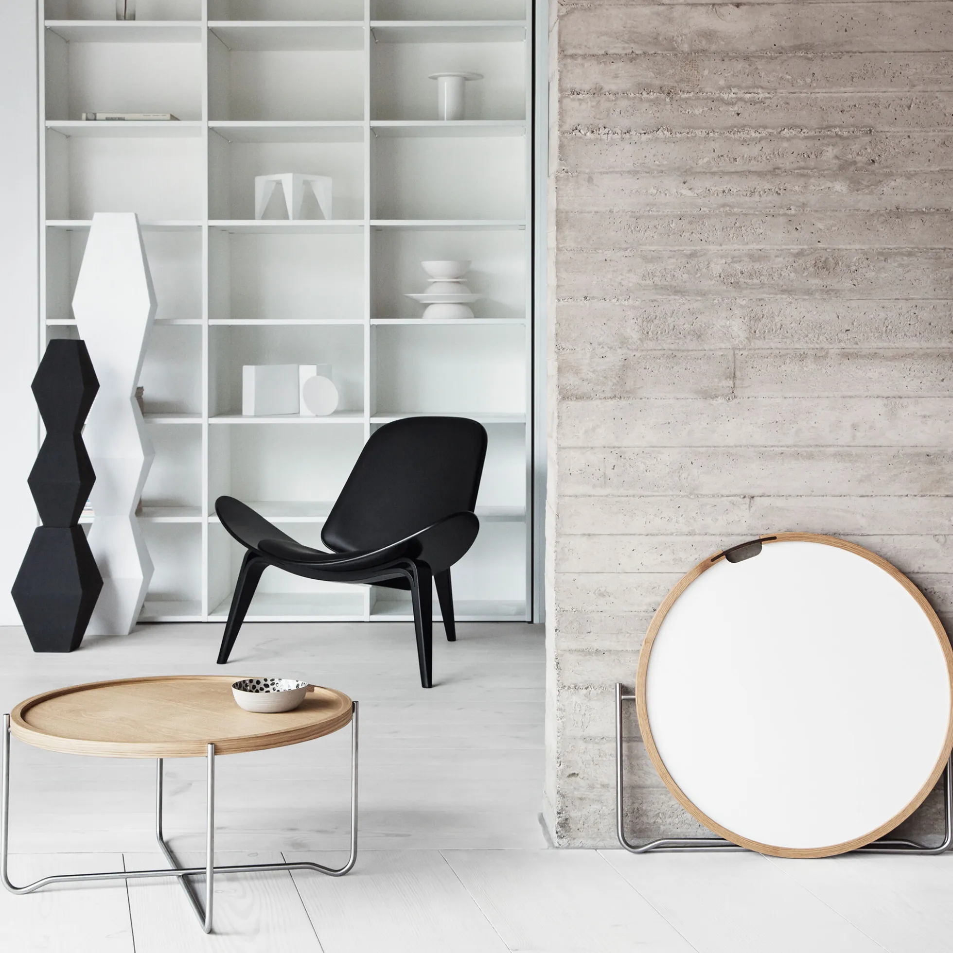 CH07 Skalstolen loungestol, sortlakeret eg/sort