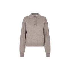 Claro Knit Polo, mid brown melange