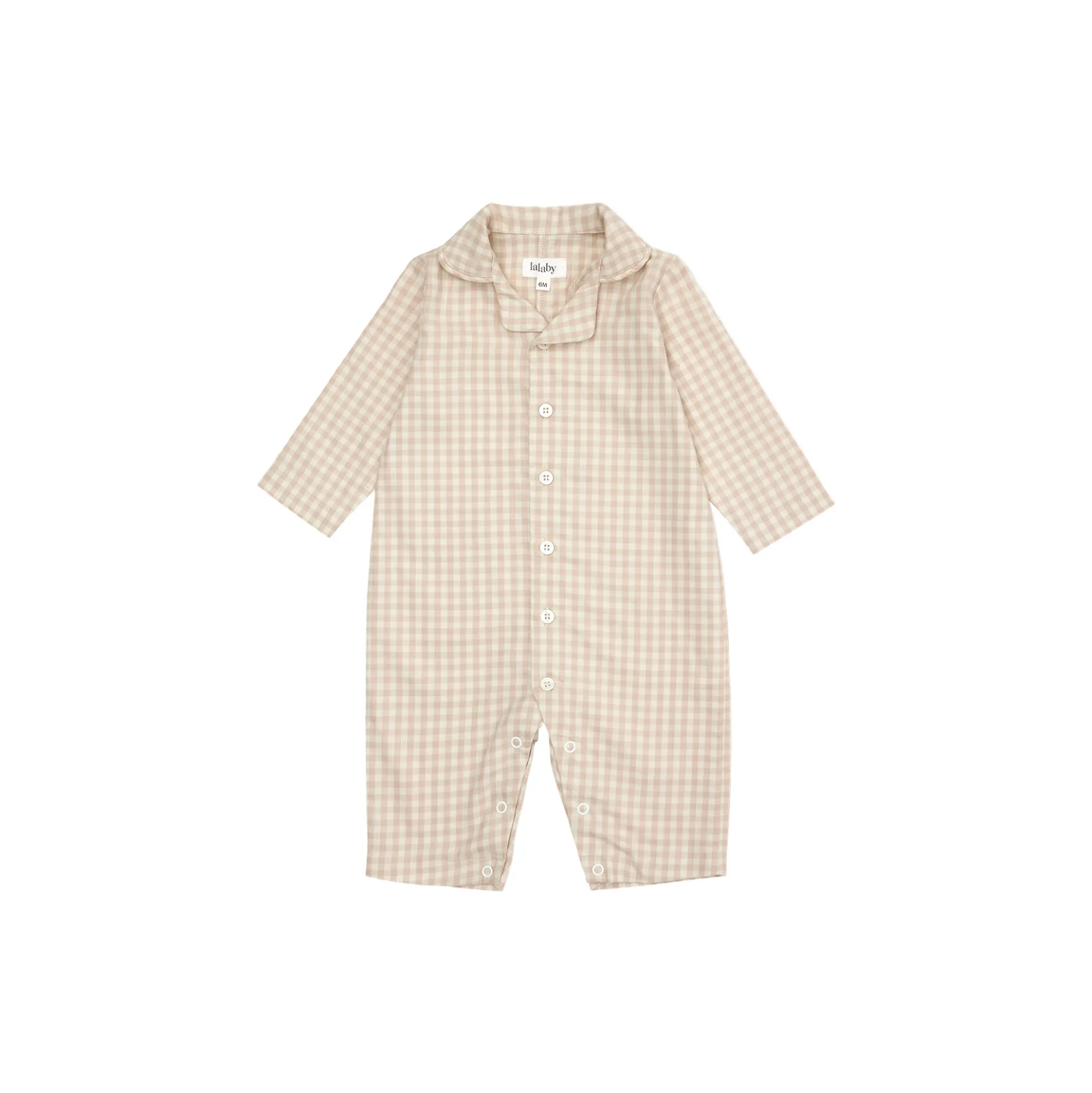 Classic PJ Suit, beige gingham