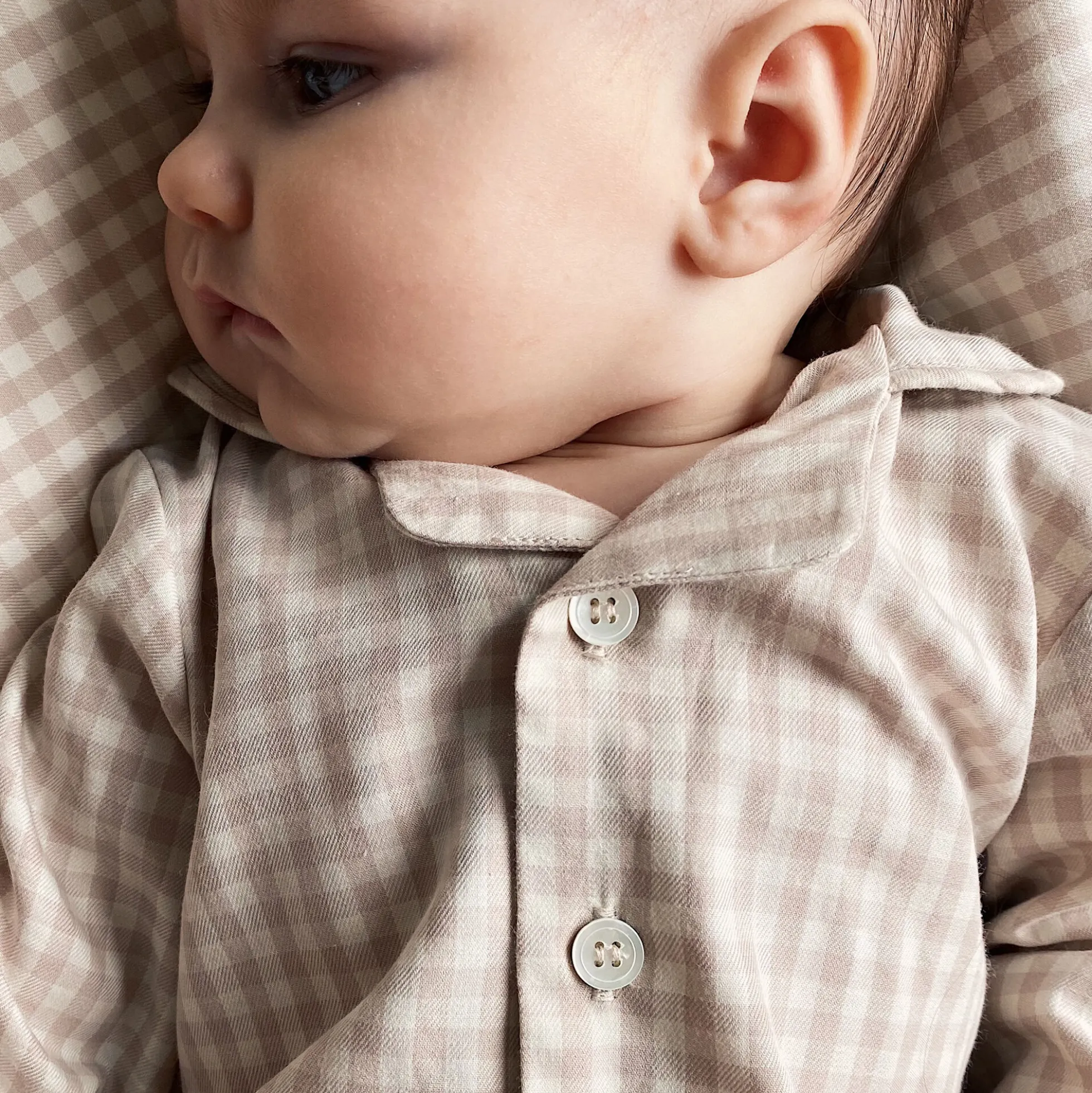 Classic PJ Suit, beige gingham