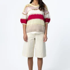 Colorblock pointelle knit, mix
