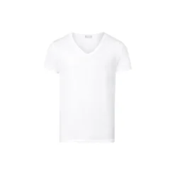 Cotton Superior SS Shirt V-Neck, white