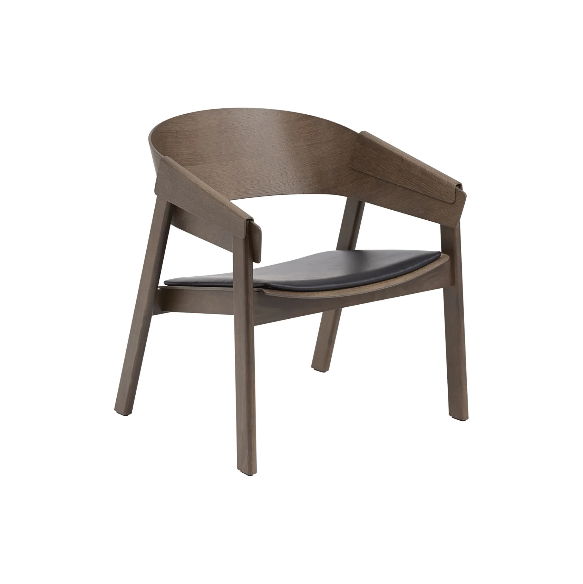 Cover Lounge Chair, refine leather black/stained dark brown
