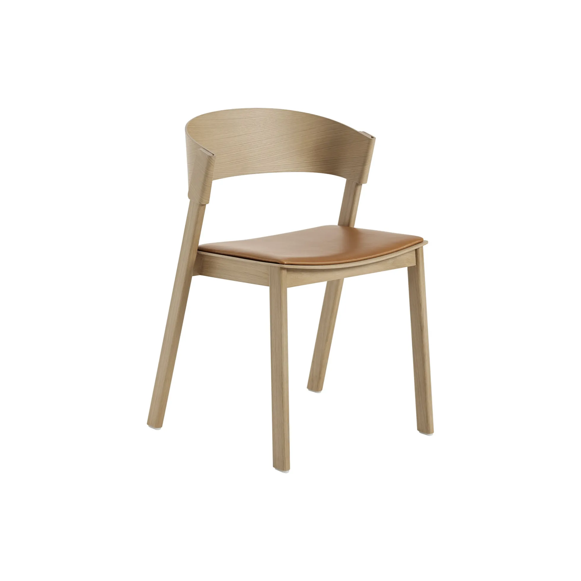Cover Side Chair, refine leather cognac/oak