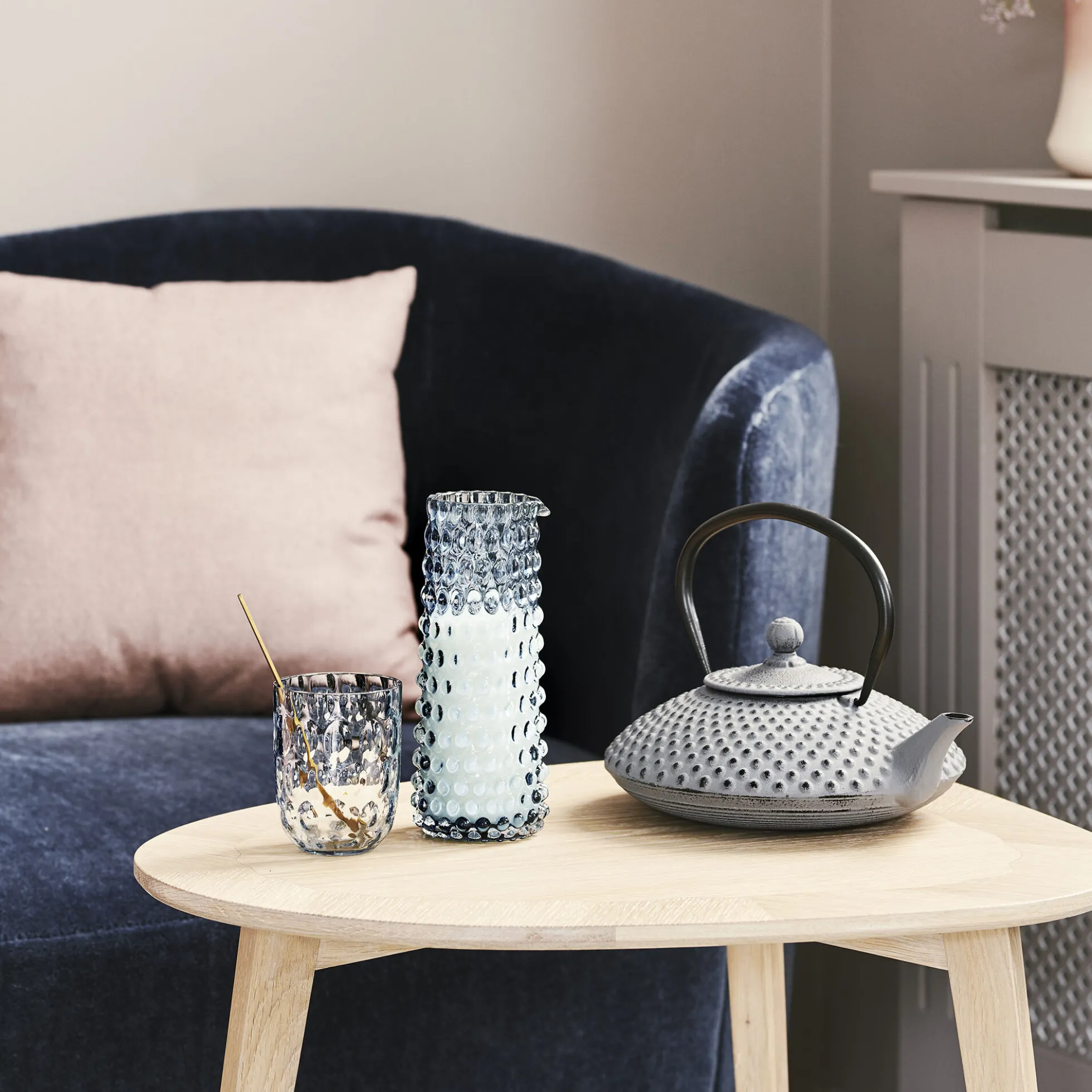 Danish Summer Milk Pitcher, blue smoke