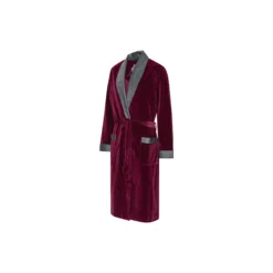 Davos Dressing gown, bordeaux with sliver collar