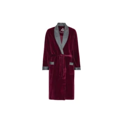 Davos Dressing gown, bordeaux with sliver collar
