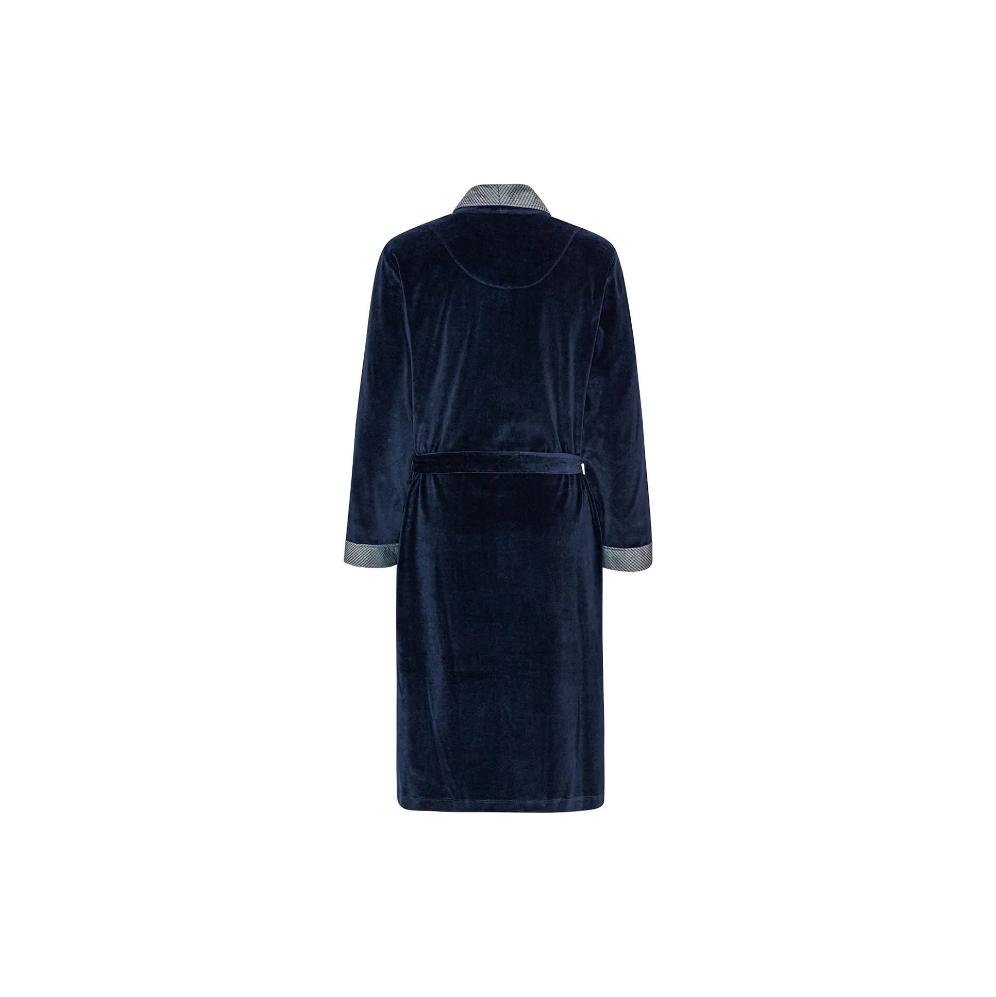 Davos Dressing gown, navy with sliver collar