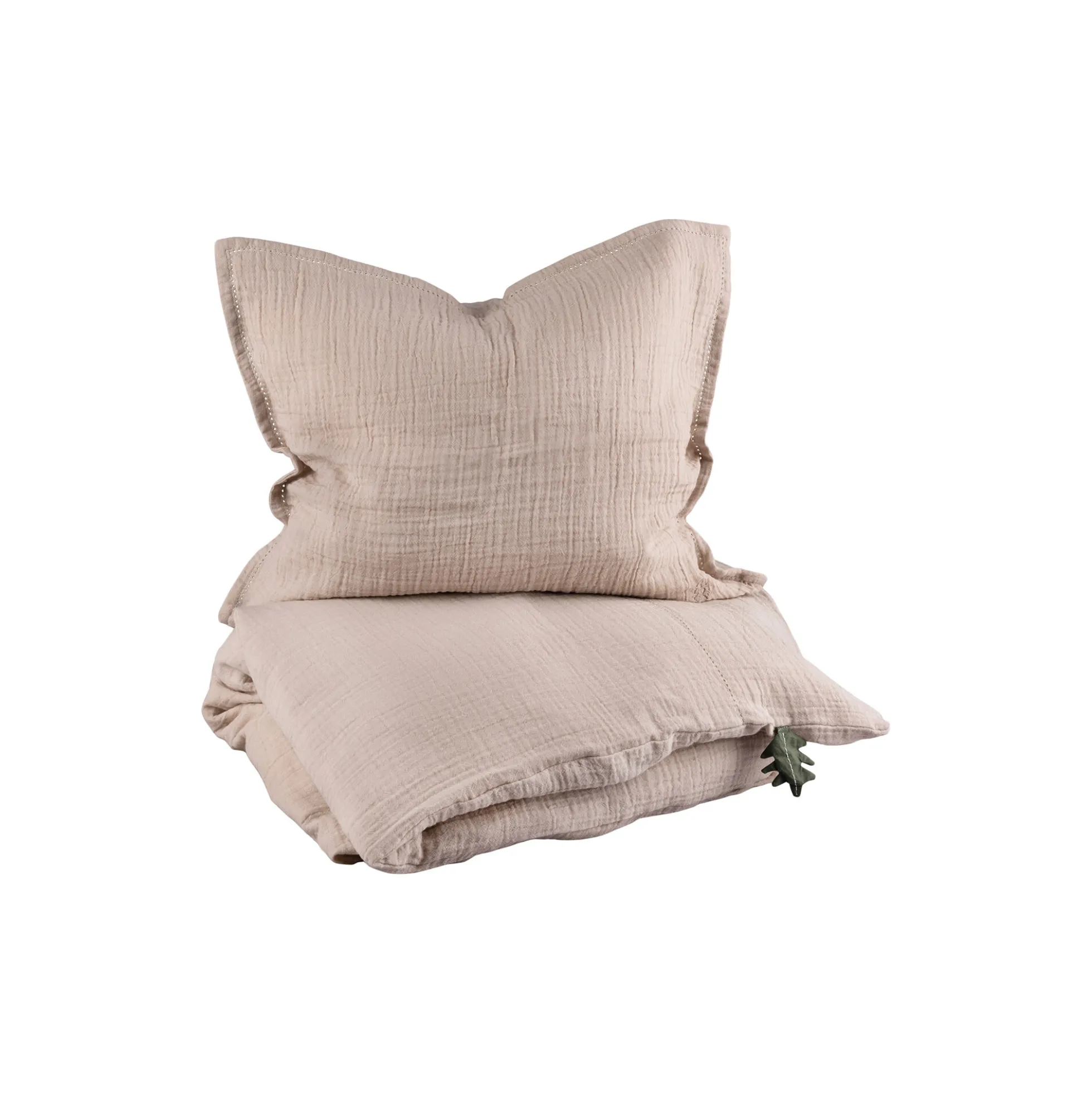 2-delt musselin babysengetøj, seabreeze beige