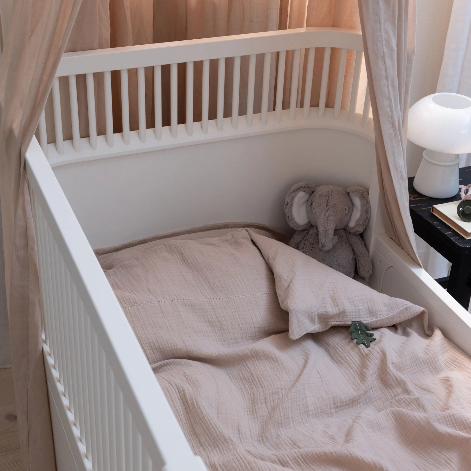 2-delt musselin babysengetøj, seabreeze beige