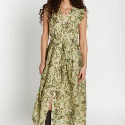 DuscleBBFransisca dress, multi green print