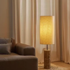 Eleanor Floor Lamp with Marble Base, light beige