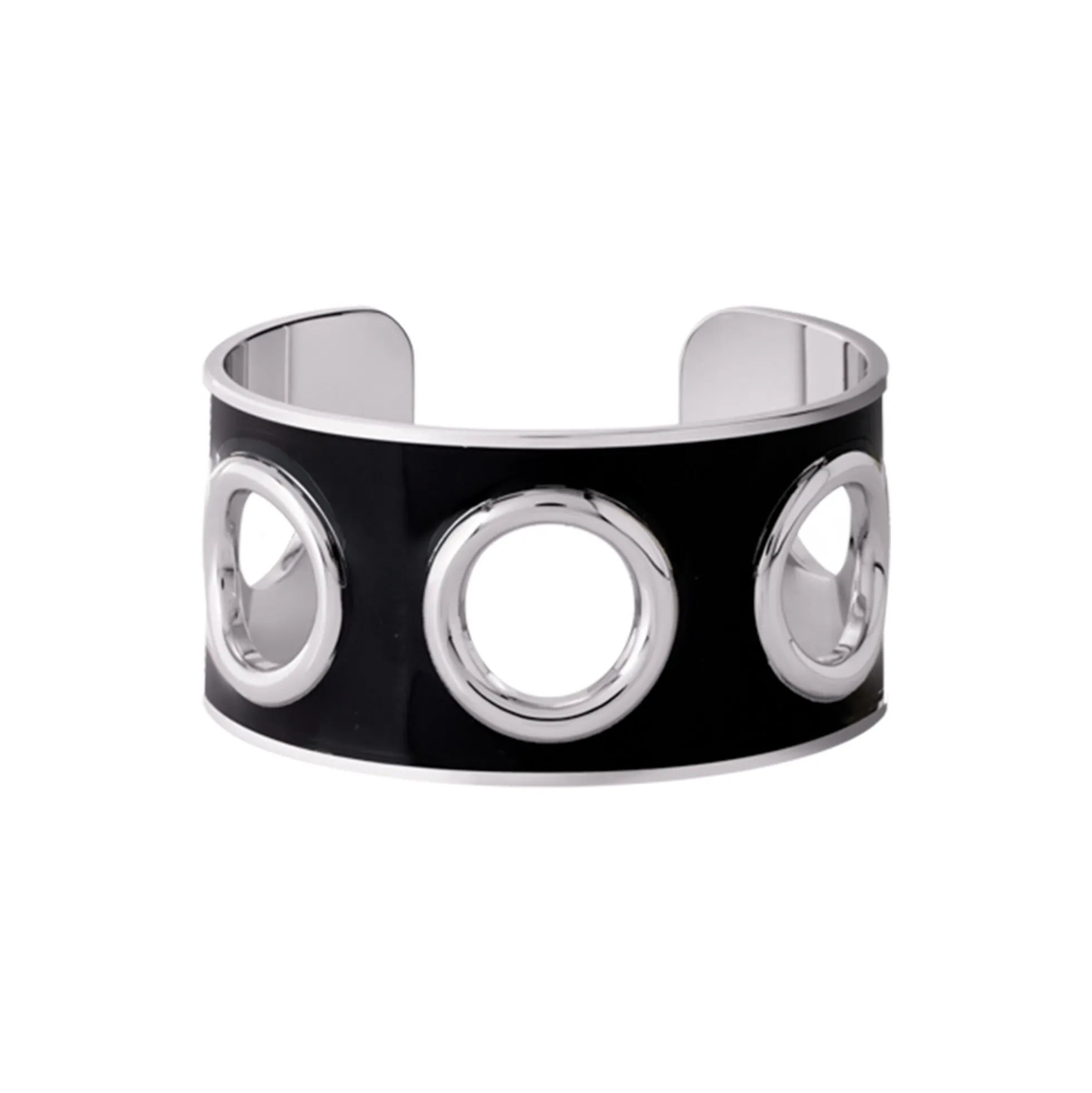 EYELET Bracelet Thick, rhodium/black