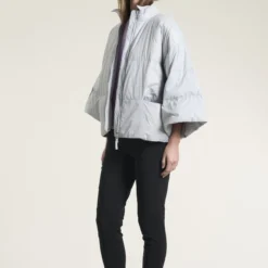 Feather down jakke med krave, tender blue