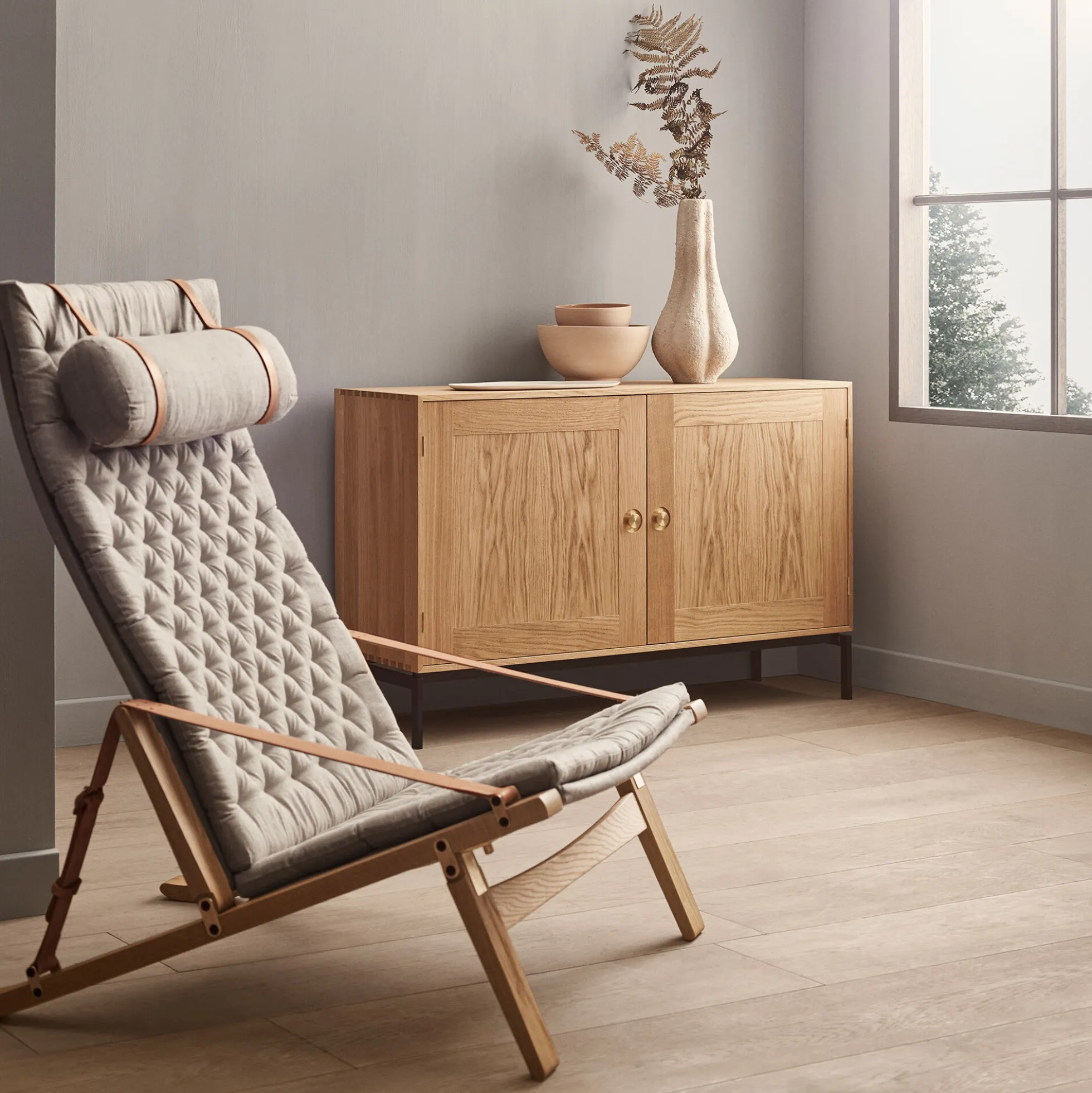 FK10 Plico loungestol, hvidolieret eg/natur