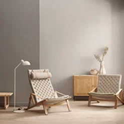 FK10 Plico loungestol, hvidolieret eg/natur