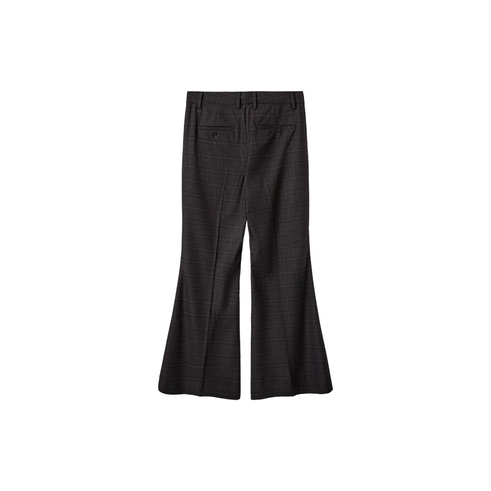 FLARISSW CHECKED FLARED TROUSERS, grey check