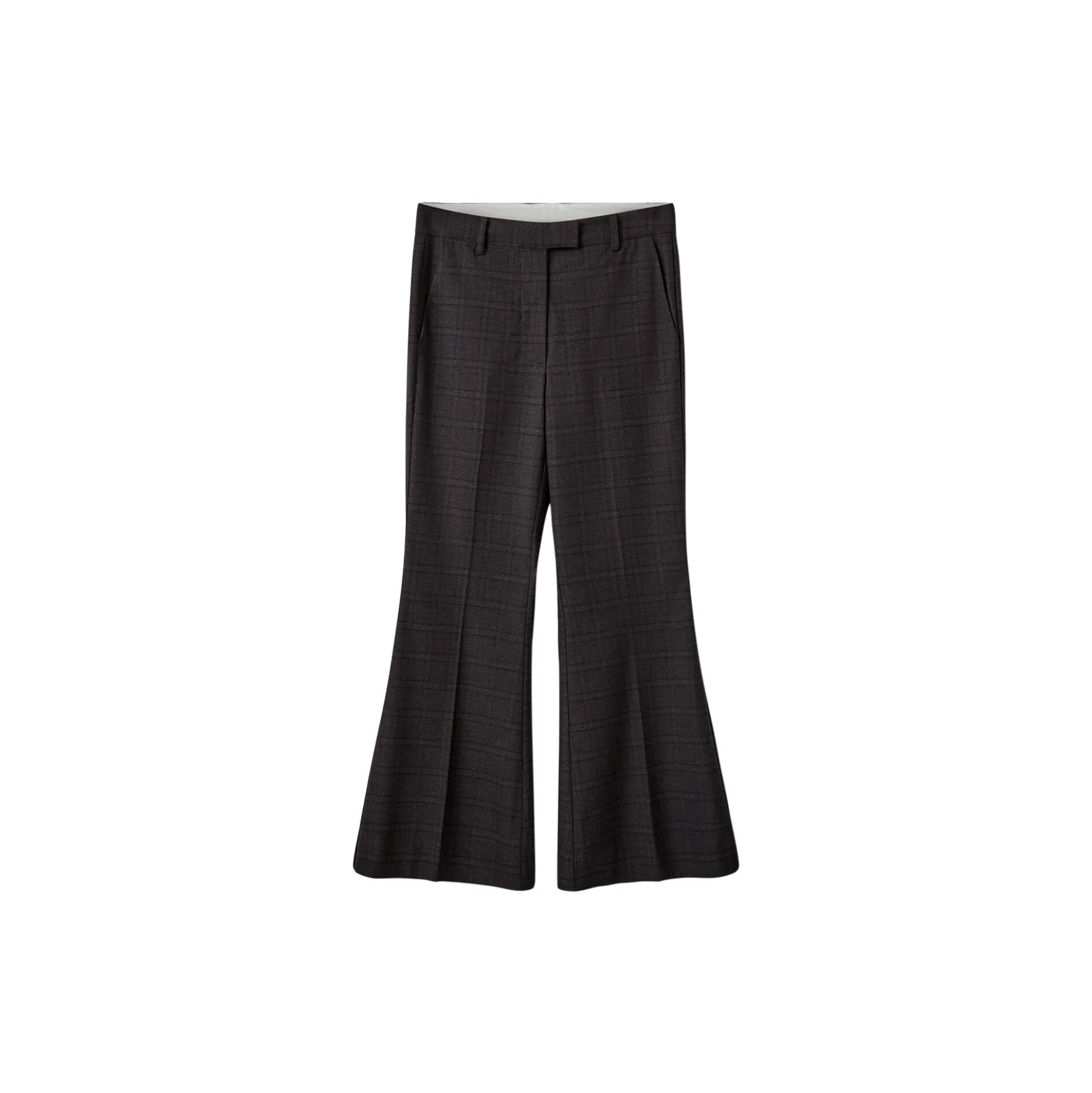 FLARISSW CHECKED FLARED TROUSERS, grey check
