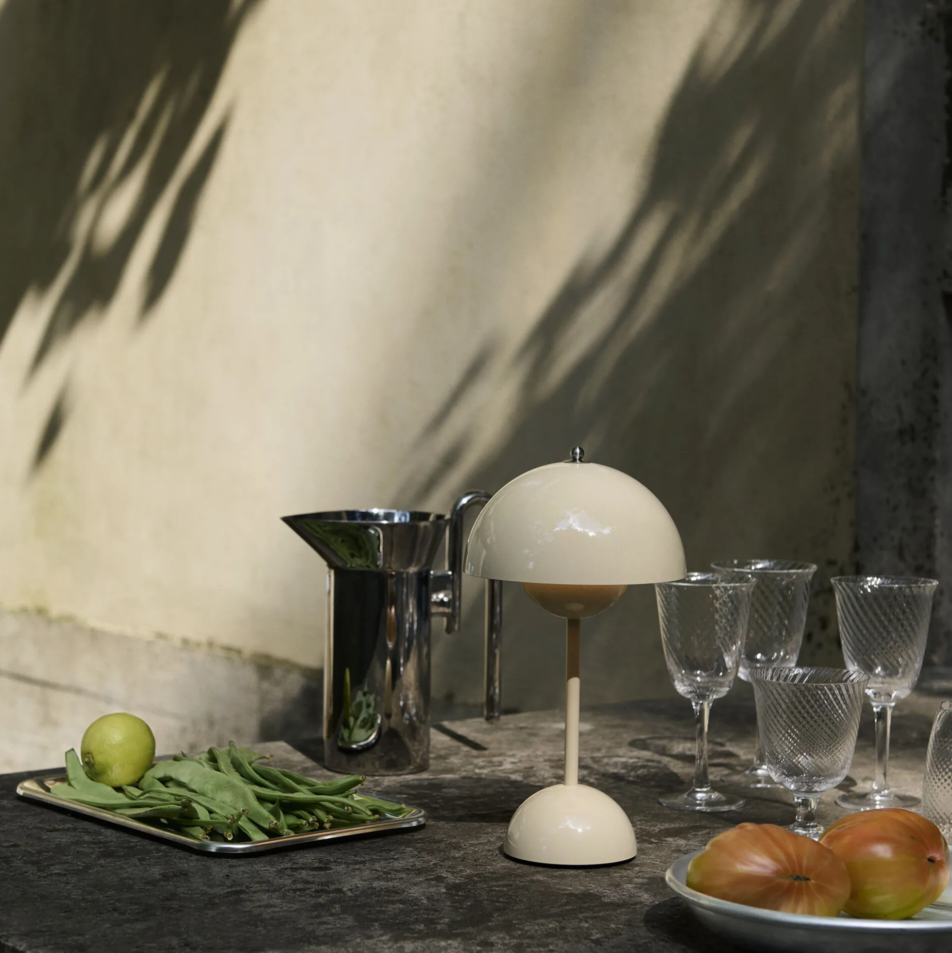 Flowerpot VP9 Portable Table Lamp, ivory