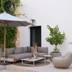Gem loungestol med drejefod, light brown