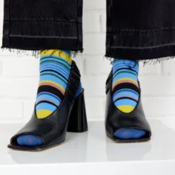GRAPHIC STRIPES strømper, blue