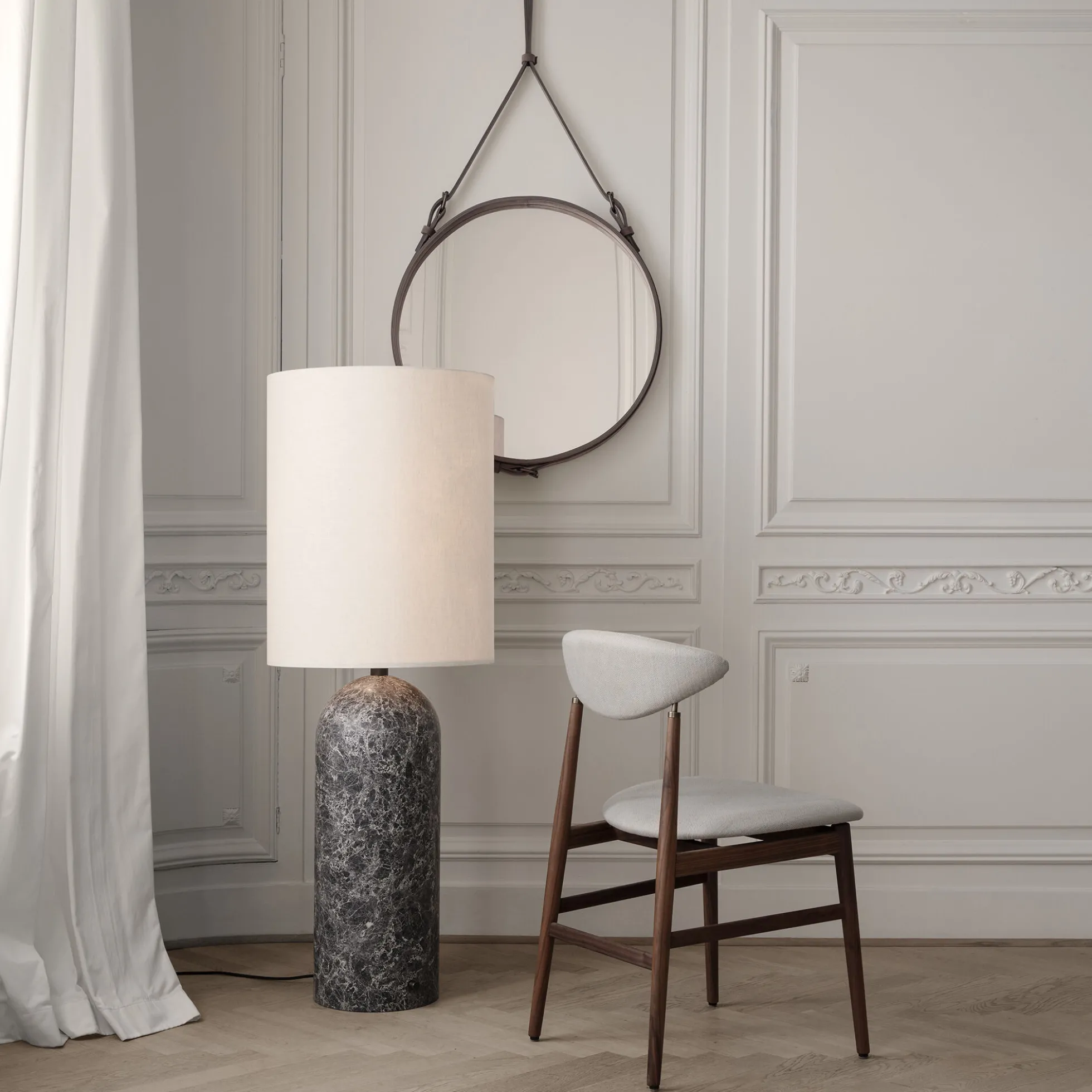 Gravity XL Floor Lamp, grey marble/white