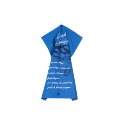 Grilled Sea Bass Organic Cotton Kitchen Towel, blue
