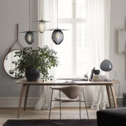 GUBI Elliptical Dining Table, matt lacquered oak