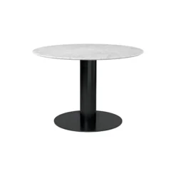 GUBI 2.0 Round Dining Table, white carrara marble/black