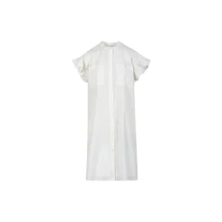 GWEN solid shirt dress, white