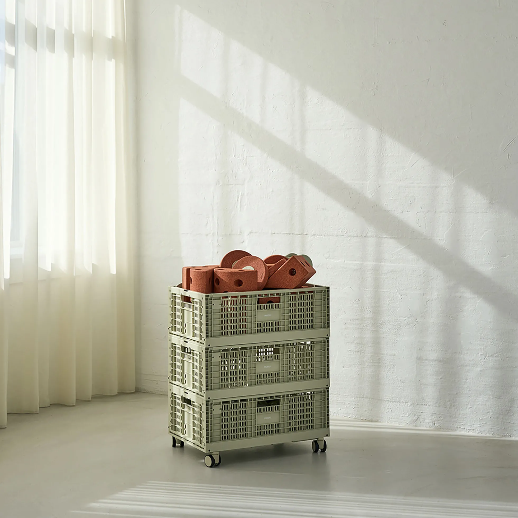 Hjul til opbevaringskasse, dusty green