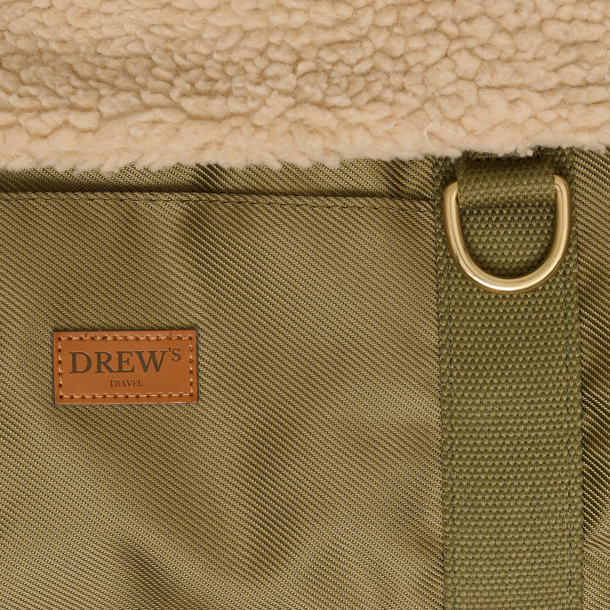 Hundetaske med teddy inderfor, olive